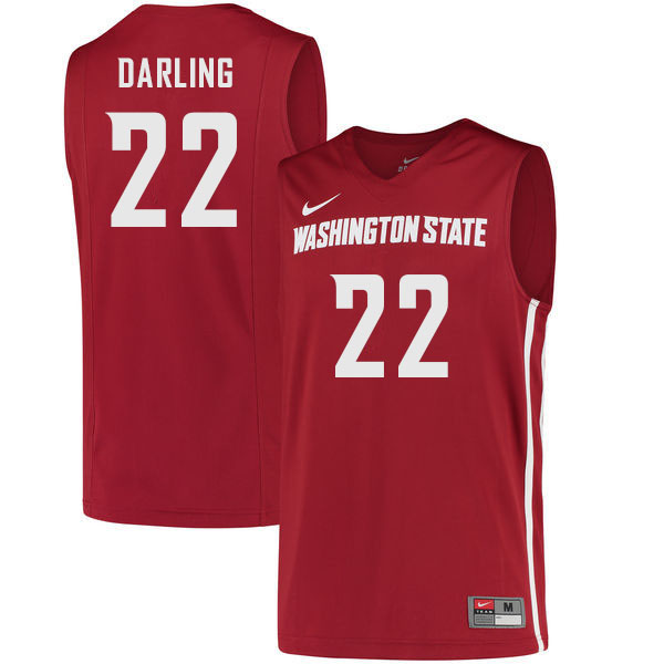 Men #22 Dylan Darling Washington State Cougars College Basketball Jerseys Sale-Crimson